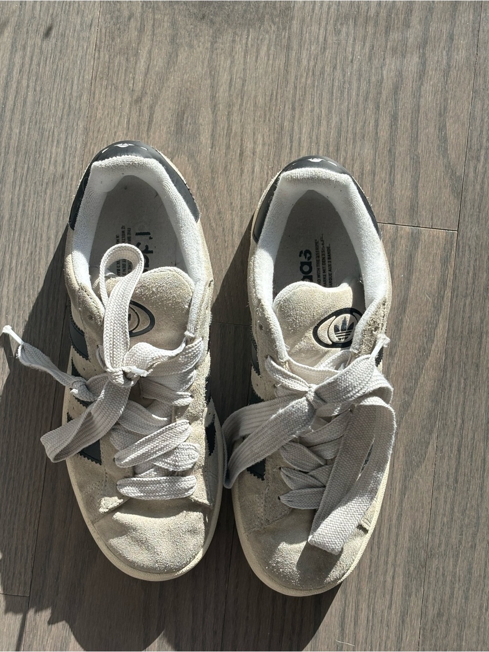 Adidas Womens Suede Sneakers in Light Gray and Black Accents
